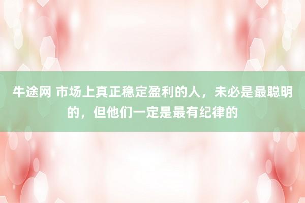牛途网 市场上真正稳定盈利的人，未必是最聪明的，但他们一定是最有纪律的